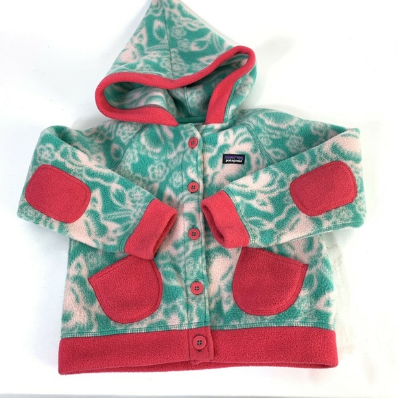 Patagonia Other - Patagonia Fleece Jacket Girls 4T Hood Elbow Patche